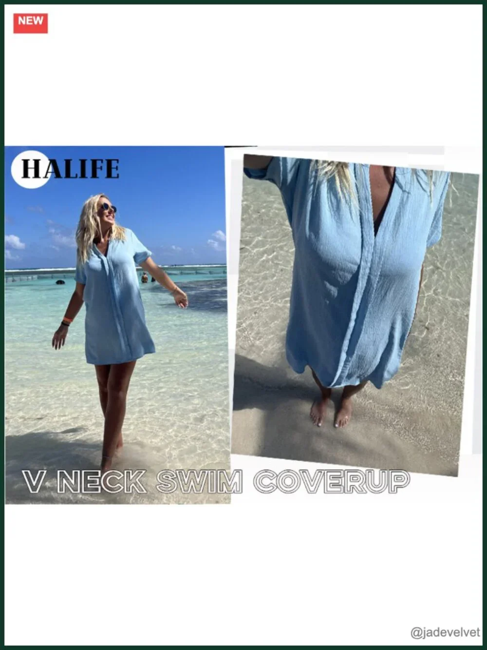 Women's V Neck Short Sleeve Swim Cover Up Dress Lightweight Polyester